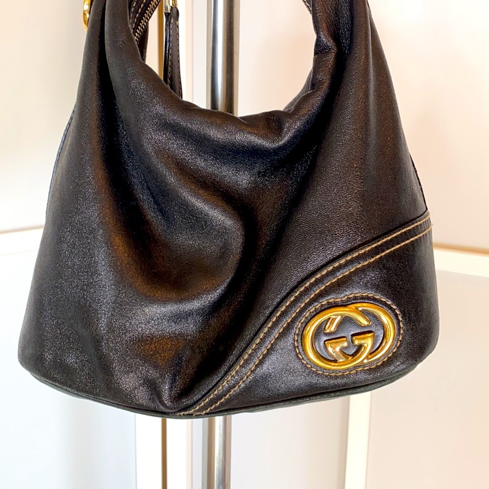 Gucci Black Medium Guccissima Leather Britt Hobo - Picture 2 of 14